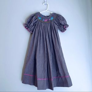 Anavani Brown Gingham Songbird Smocked Dress
